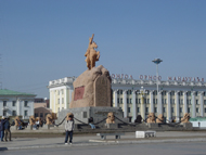 Pictures. Sukhbaatar monument in the Central square.