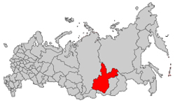 Иркутская область на карте России.