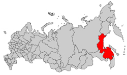 Хабаровский край на карте России.