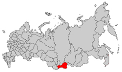 Республика Тува на карте России.